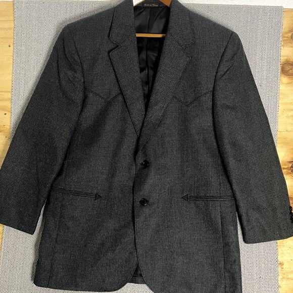 Vtg Circle S Dallas Texas Blazer Men's 42R Gray/Black Tweed Western Style - Picture 3 of 13